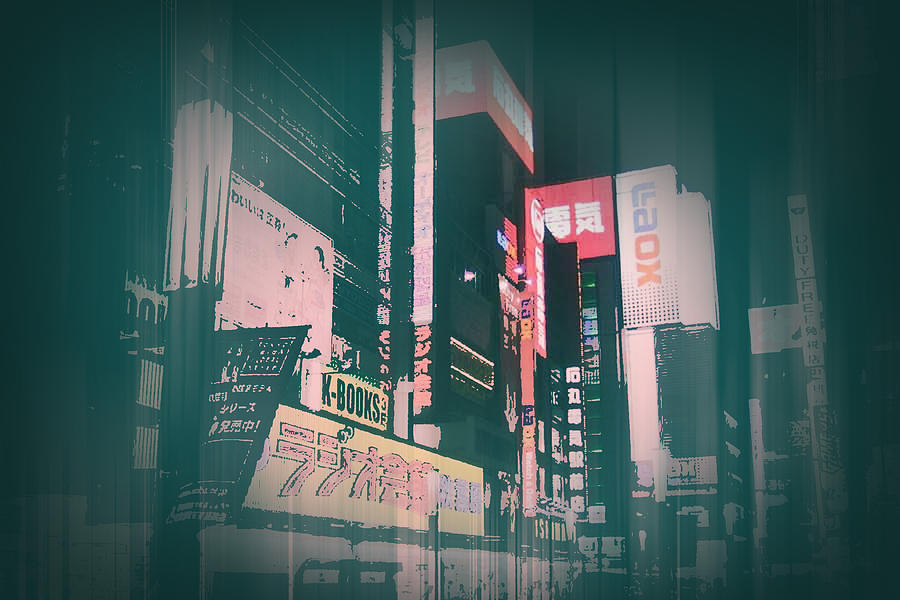 Old Photograph - Tokyo Lights by Naxart Studio