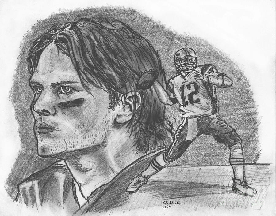 Tom Brady dk Drawing by Chris DelVecchio