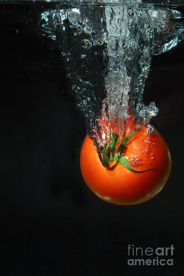 Tomato Photograph - Tomato Falling Into Water by Ted Kinsman