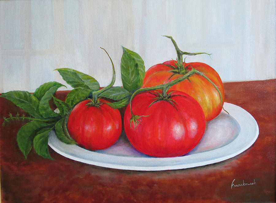 Tomatoes Painting by Leonard Franckowiak