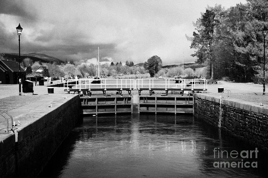Neptunes Photograph - Top Lock Gates Of Neptunes Staircase Series Of Locks On The Caledonian Canal Near Fort William Highl by Joe Fox