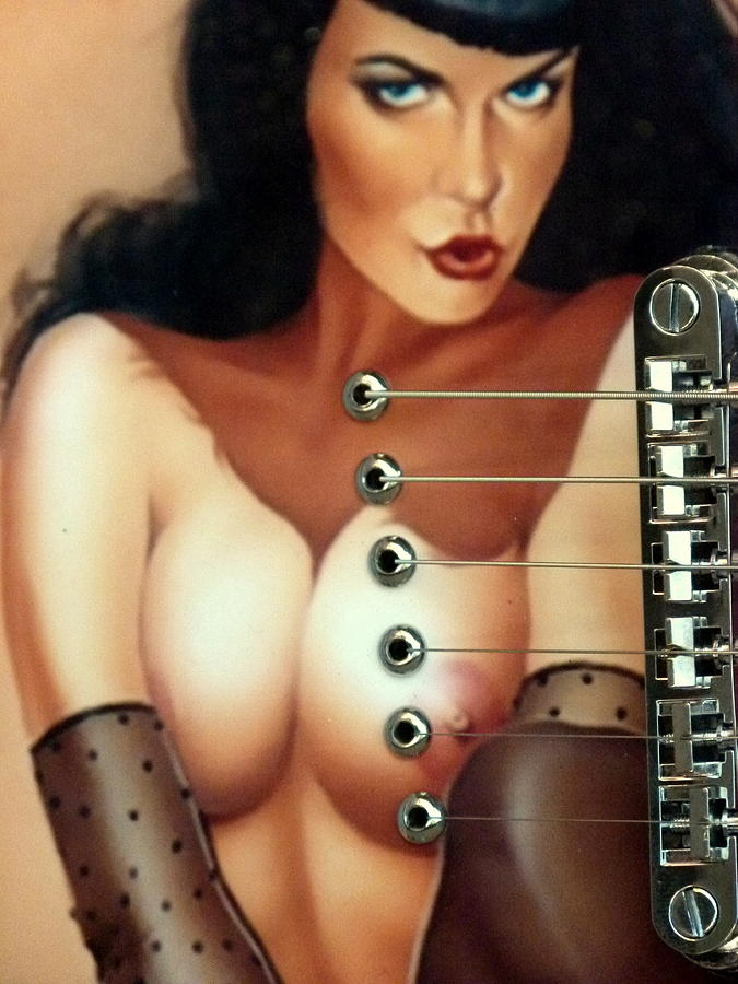 Topless Girl and Guitar Photograph by Jeff Lowe
