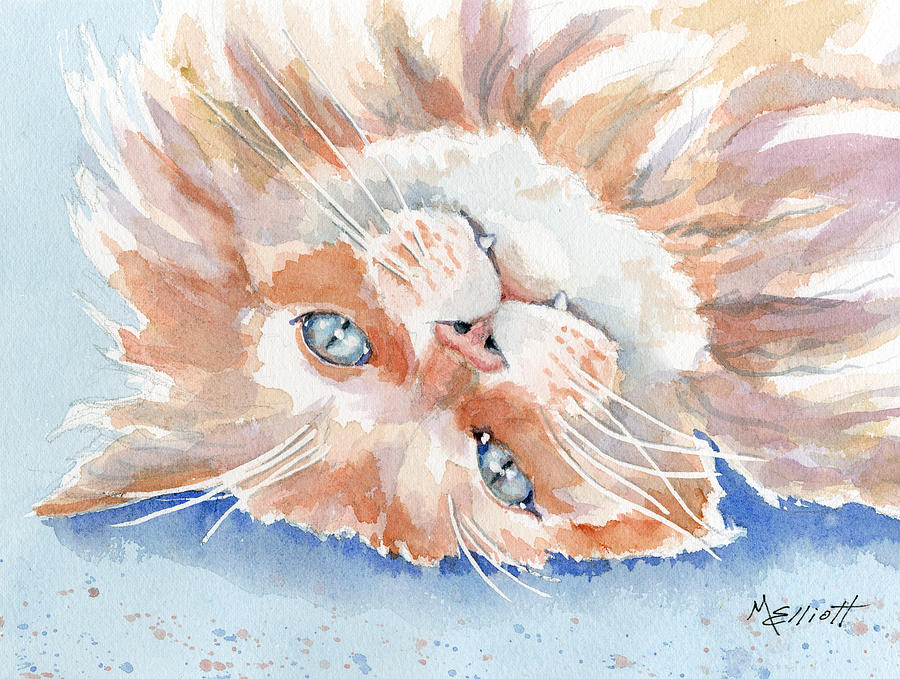 Cat Painting - Topsy Turvy by Marsha Elliott