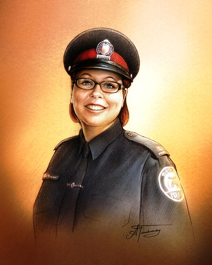 Toronto Police Constable Wendy Drammond Painting by Alex Tavshunsky