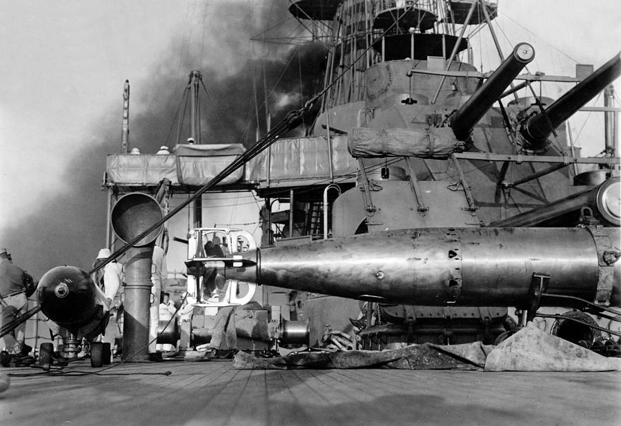 Torpedoes on deck of ship Photograph by International  Images