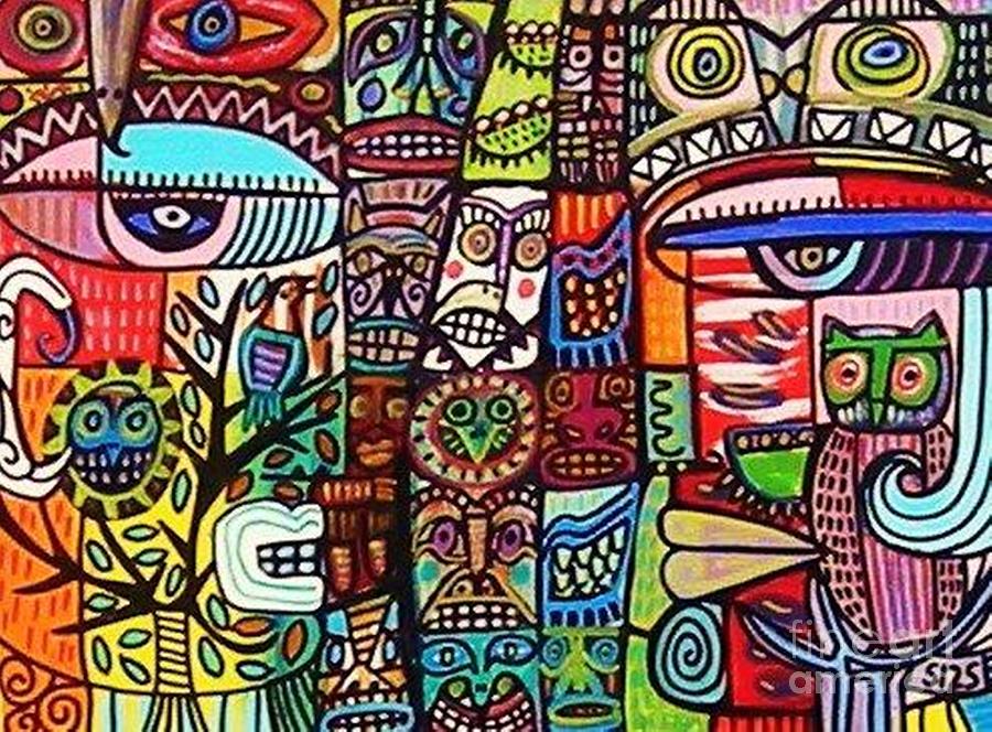 Totem Painting by Sandra Silberzweig