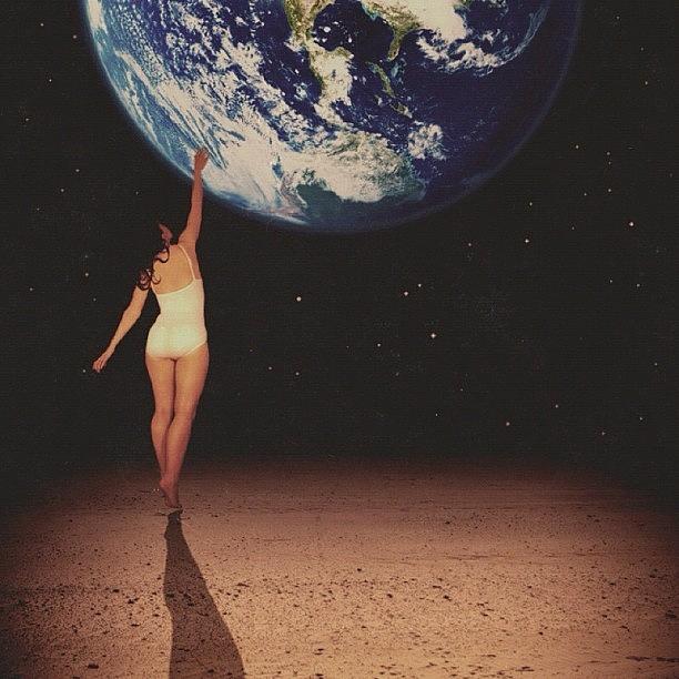 Space Photograph - Touch. #collage #planet #earth #space by Simone Gruber