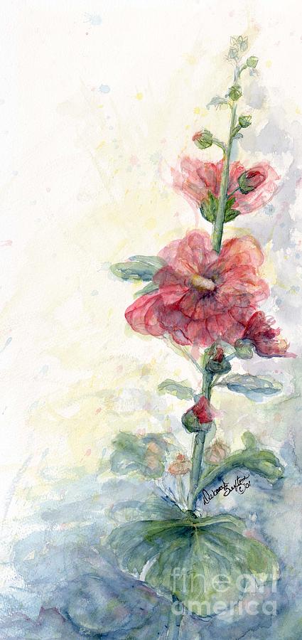 Touch Of Summer Hollyhocks Watercolor Painting