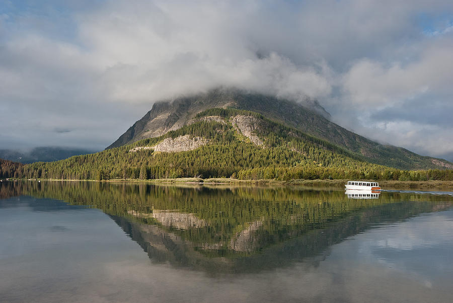 Glacier National Park Photograph - Tour Boat on Swiftcurrent Lake by Greg Nyquist
