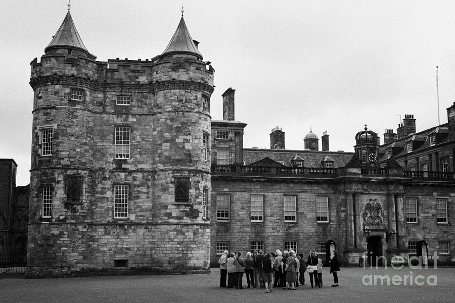 Palace Photograph - Tour Group Outside The Palace Of Holyroodhouse Holyrood Edinburgh by Joe Fox