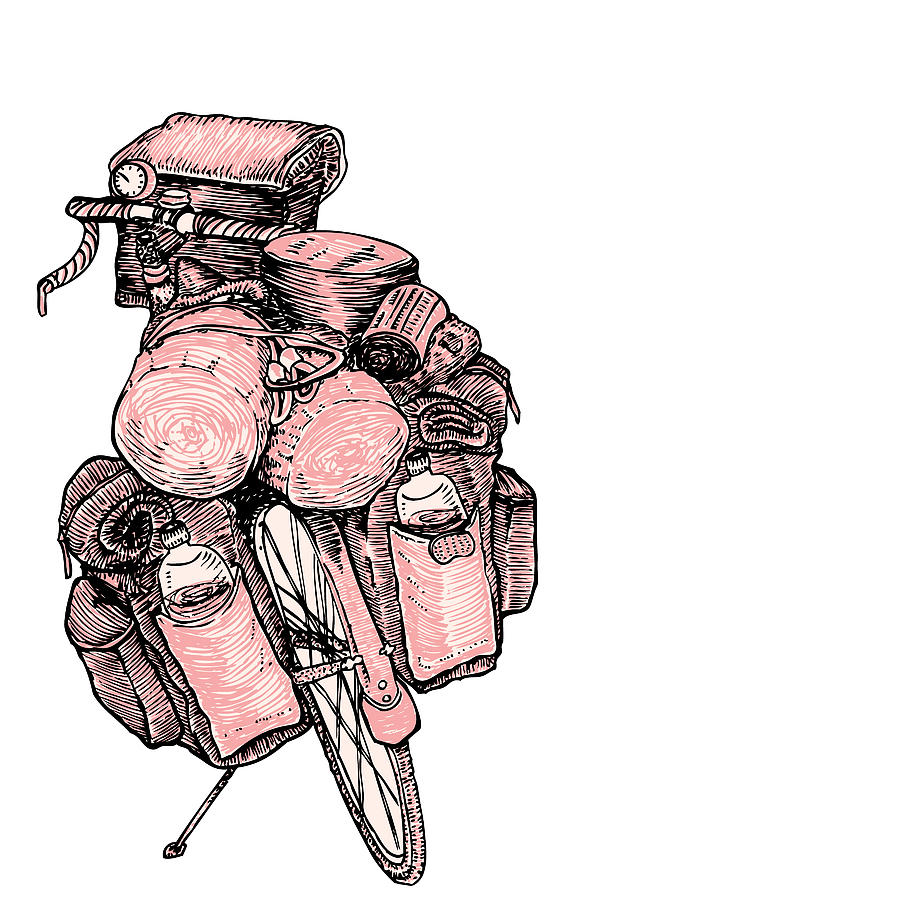 Bicycle Drawing - Touring Bicycle by Karl Addison