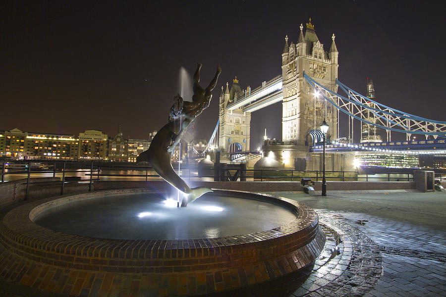 Tower Bridge Girl with a Dolphin Photograph by David French