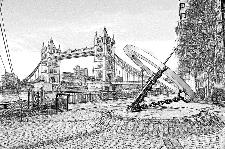 Tower Bridge Sketch Digital Art by Donald Davis