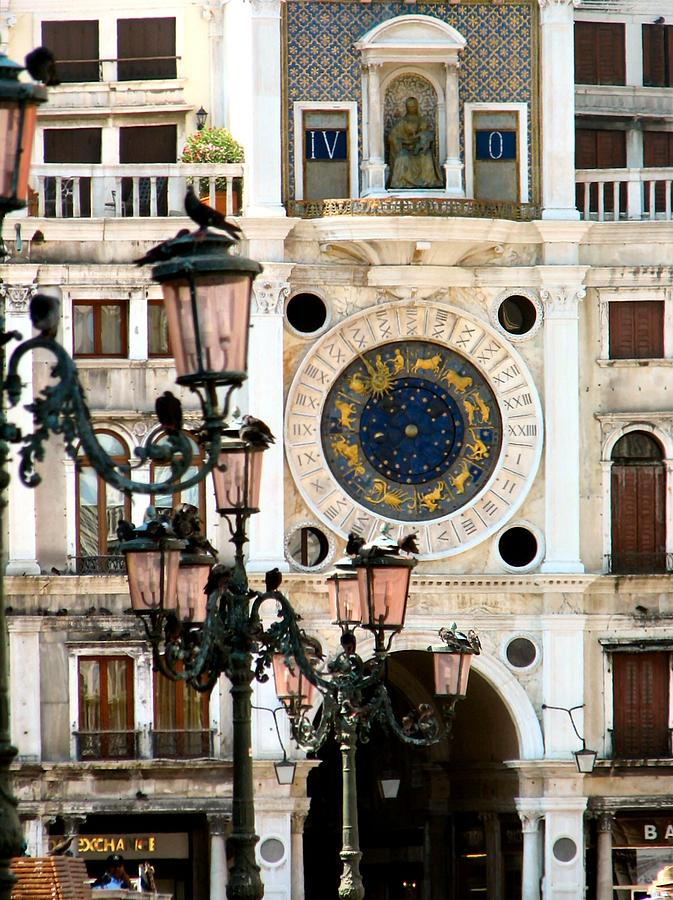 Tower Clock Photograph - Tower Clock in Saint Marks Square by Susan Holsan