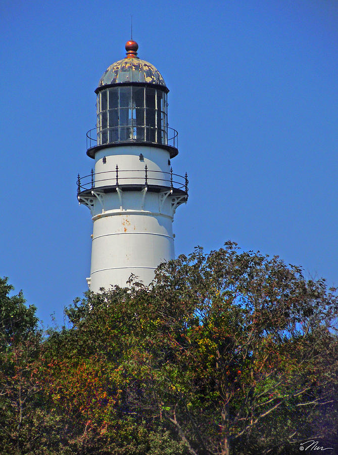 Lighthouse Photograph - Tower of East Light of Two Lights by Nancy Griswold