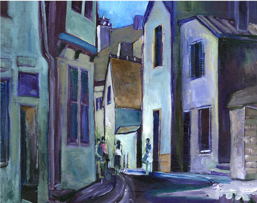People Painting - Town in Italy by Carol Mangano