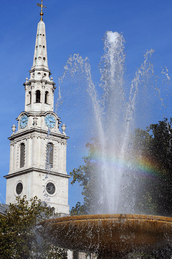 Trafalgar Square Rainbow Vertical Photograph by Hermes Fine Art