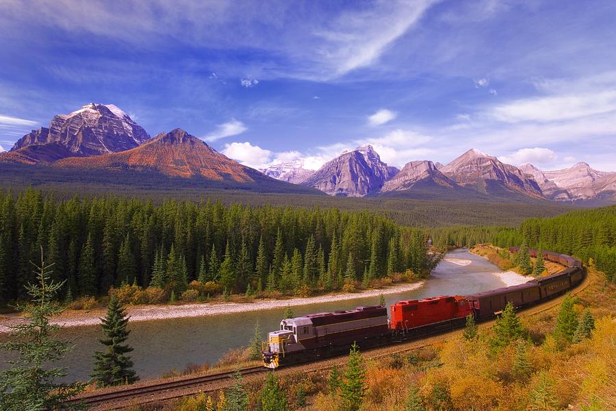 Train In Banff National Park Photograph by Carson Ganci | Fine Art America