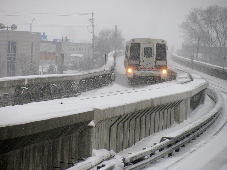 Train In Snow Photograph by Alfred Ng