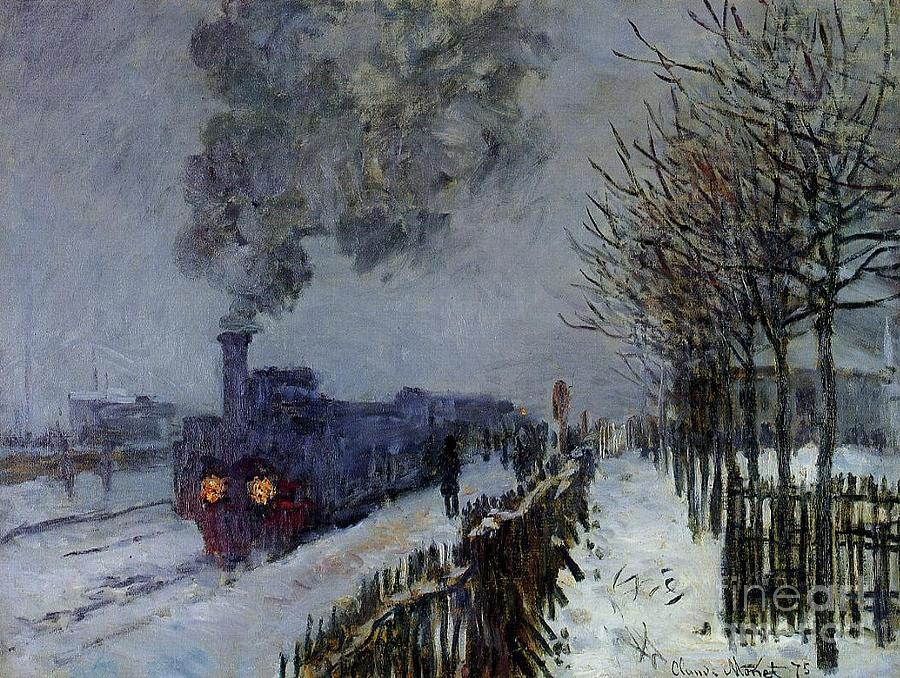 Train in the Snow Painting by Extrospection Art