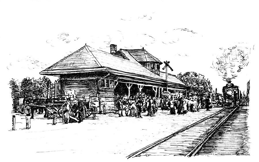 railway station drawing