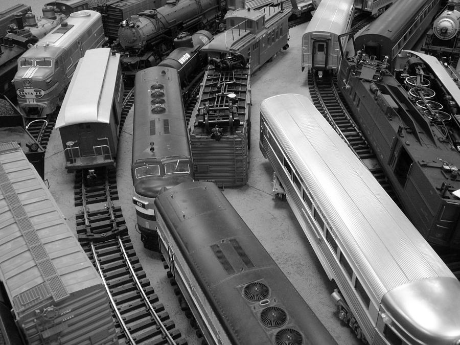 Trains 2 bw Photograph by Elizabeth Sullivan
