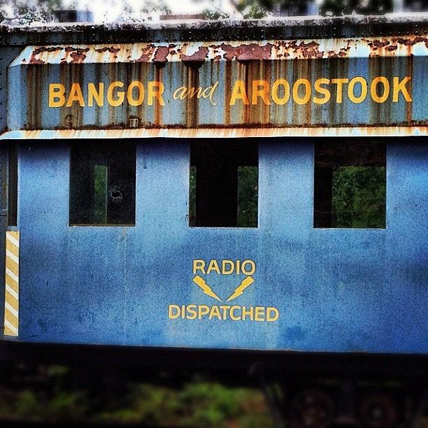 Vintage Photograph - #trains #rust #bangor #blue by Mark Scheffer