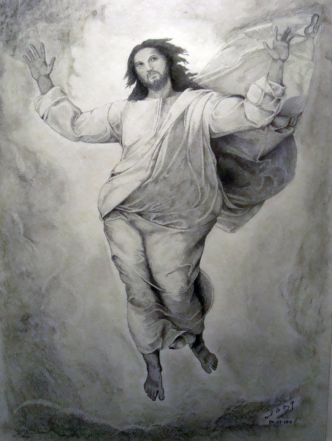 Christ Drawing - Transfiguration-Raphael by Miguel Rodriguez