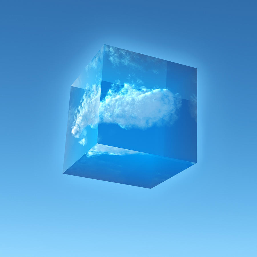Transparent Cube With A Cloud Inside Photograph by Artpartner-images