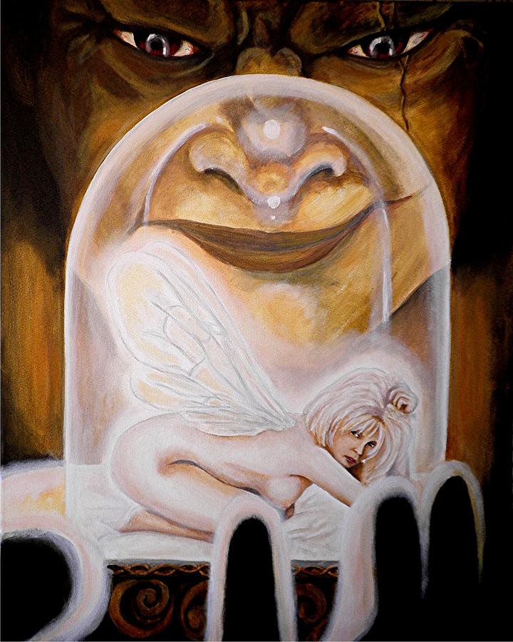 Fairy Painting - Trapped behind Glass by Al  Molina