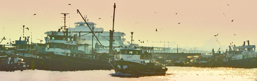 Trawlers In Harbor Photograph by Ian  MacDonald