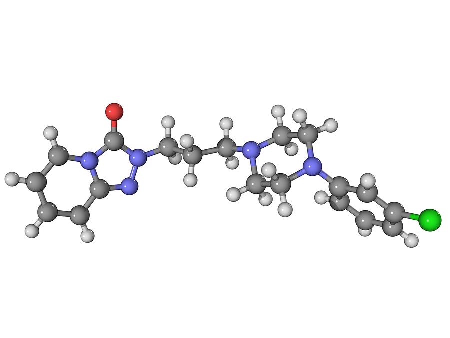 Molecular Photograph - Trazadone Antidepressant Drug Molecule by Laguna Design