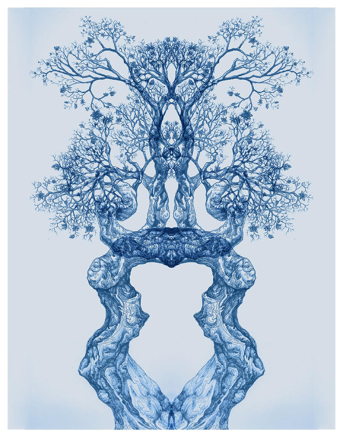 Tree 14 Blue 2 Digital Art by Brian Kirchner