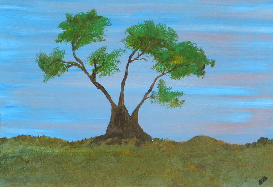 Whimsical Tree Painting - Tree by Heather  Hubb