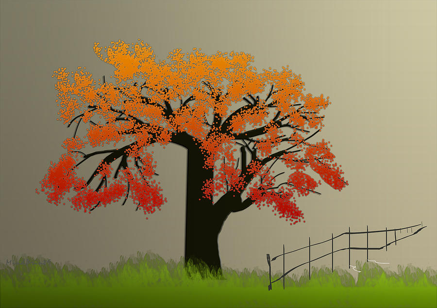 Tree in Seasons - 4 Digital Art by Asok Mukhopadhyay