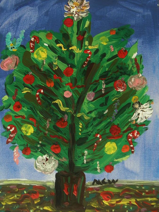 Tree in the Blue Room Painting by Mary Carol Williams