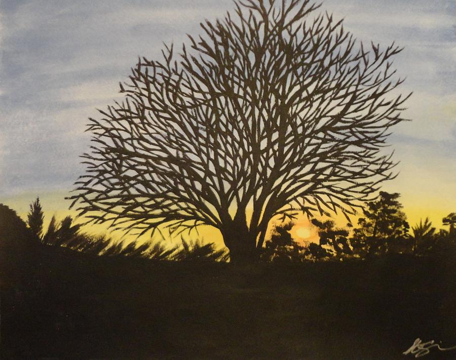 Tree Of Life Silhouette Painting - Tree Of Life Silhouette Fine Art Print