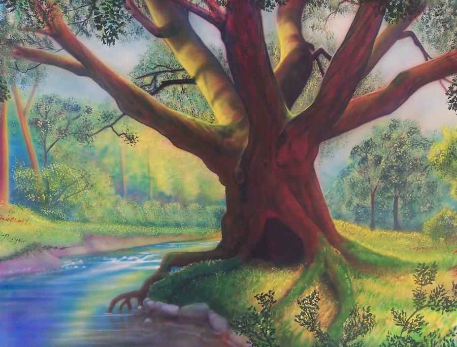 Tree Planted By Streams Of Water Painting by Amatzia Baruchi