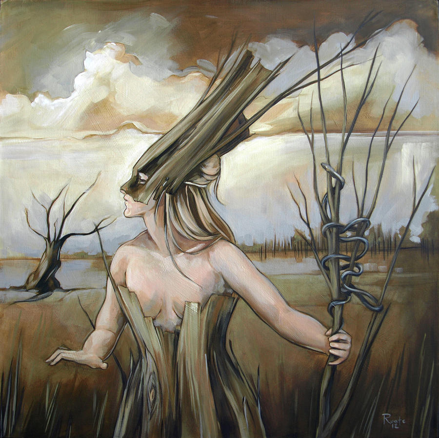 Tree Watchwoman Painting by Jacqueline Hudson