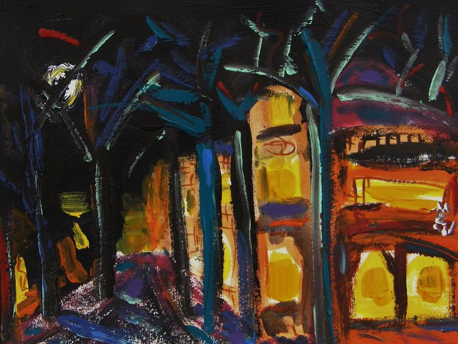 Trees at Night Painting by Mary Carol Williams