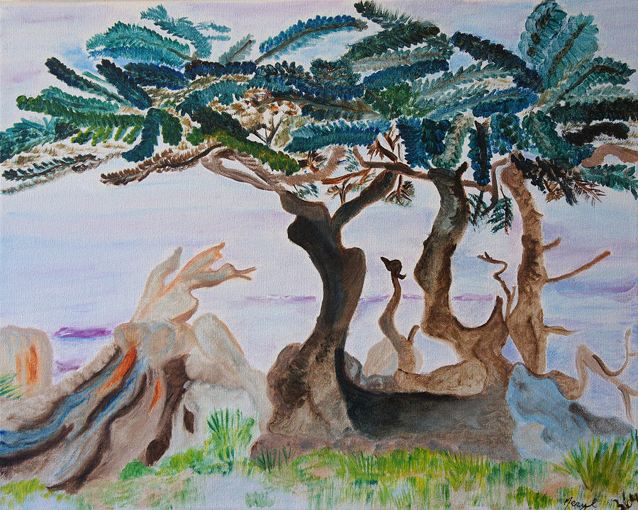 Trees By The Sea Painting by Meryl Goudey