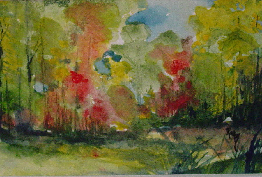 Trees in the Woods Painting by Robin Miller-Bookhout