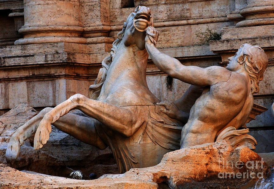 Trevi Fountain Detail Photograph by Bob Christopher