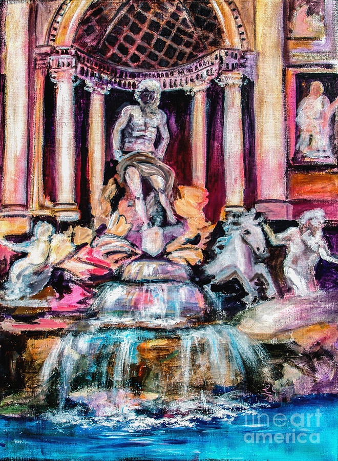 Trevi Fountain Rome Italy Painting by Ginette Callaway
