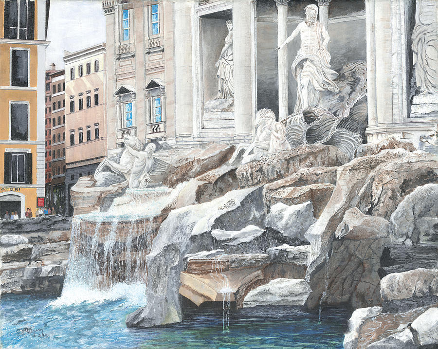 Trevi Fountain Rome Painting by Stuart B Yaeger
