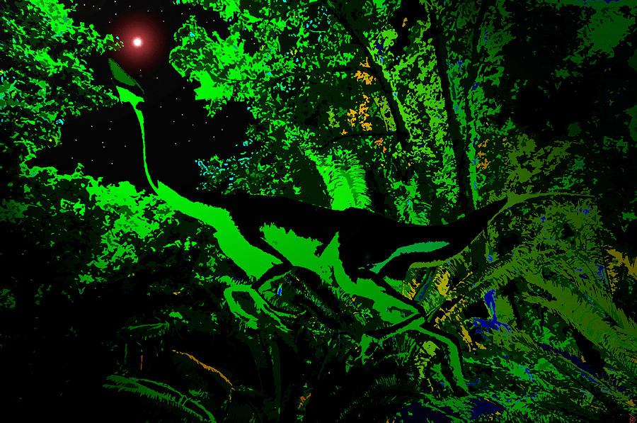 Dinosaur Painting - Triassic night by David Lee Thompson