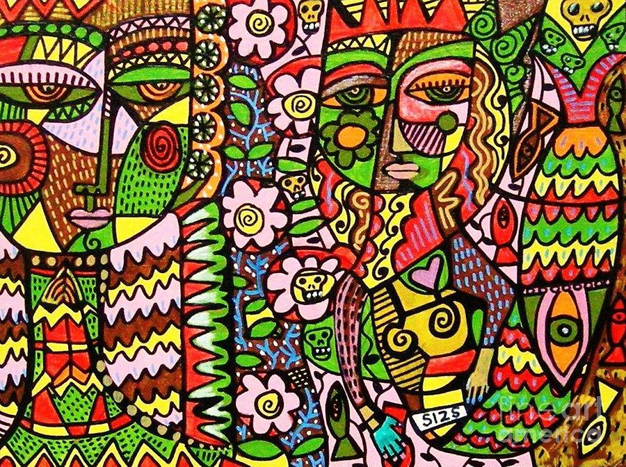 tribal angel and skull mermaid painting by sandra silberzweig tribal angel and skull mermaid painting by sandra silberzweig