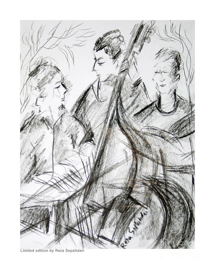 Bass Drawing - Trio by Reza Sepahdari