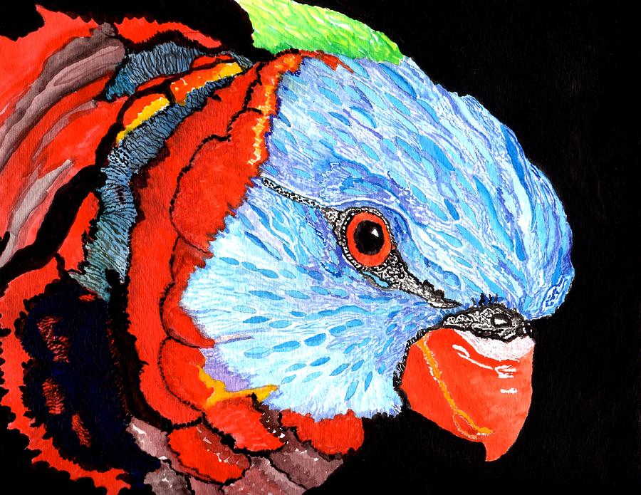 Tropical Bird Blazing Painting by Connie Valasco