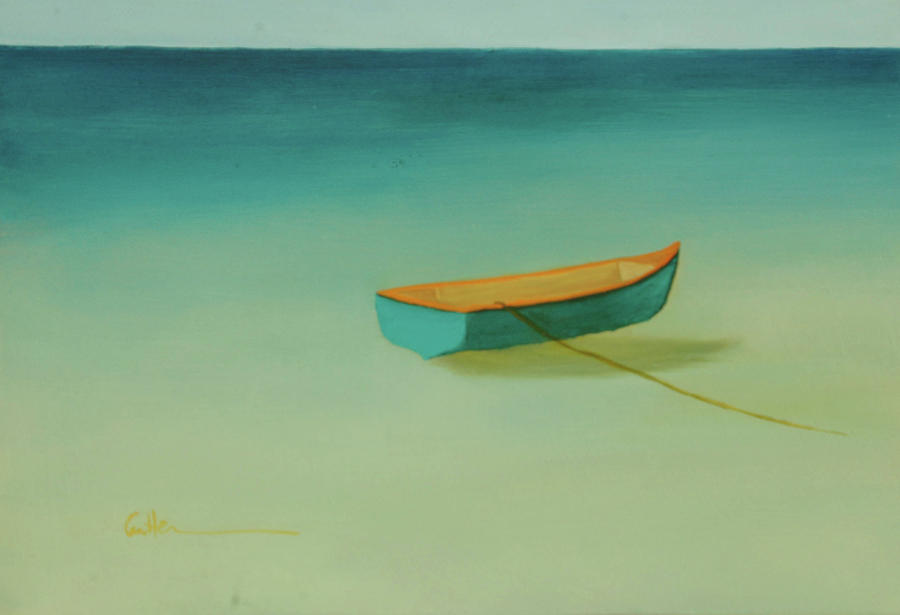 Boat Painting - Tropical Calm by Diane Cutter